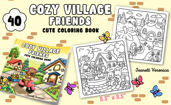 Cozy Village Friends - Malebog til voksne og børn