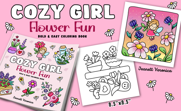 Cozy Girl Flower Fun - Sød malebog til voksne og teens