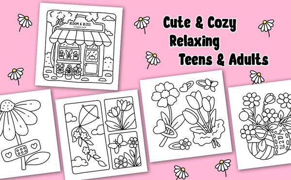 Cozy Girl Flower Fun - Sød malebog til voksne og teens