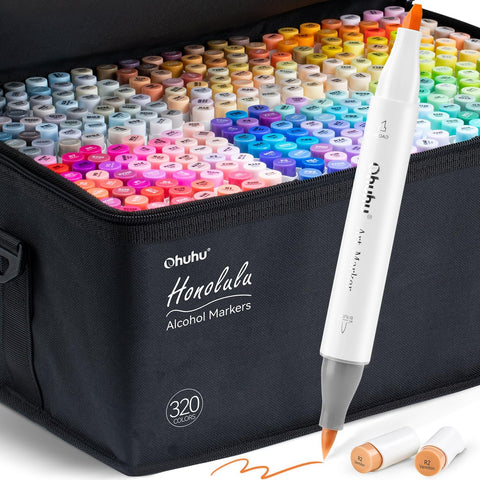 Ohuhu Honolulu Markers – 320 stk. (Brush & Chisel Tip)