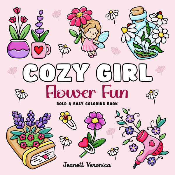 Cozy Girl Flower Fun - Sød malebog til voksne og teens