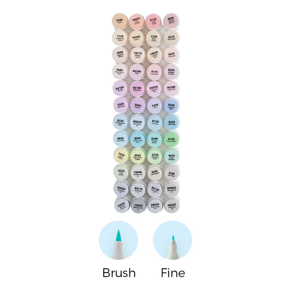 Ohuhu Honolulu Markers – 48 stk. Pastel Colors (Brush & Fine)