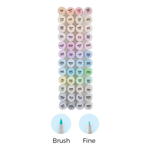 Ohuhu Honolulu Markers – 48 stk. Pastel Colors (Brush & Fine)