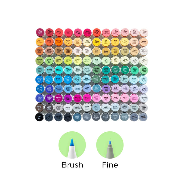 Ohuhu Honolulu B Markers – 120 stk. (Brush & Fine Tip)