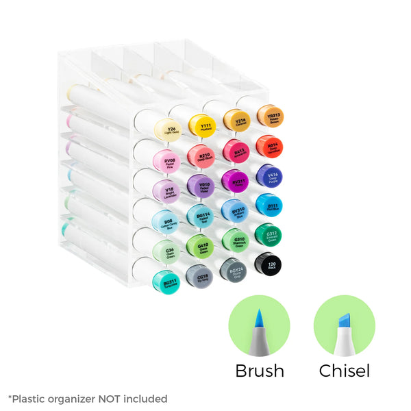 Ohuhu Honolulu Markers – 24 stk. Basic Colors (Brush & Chisel)