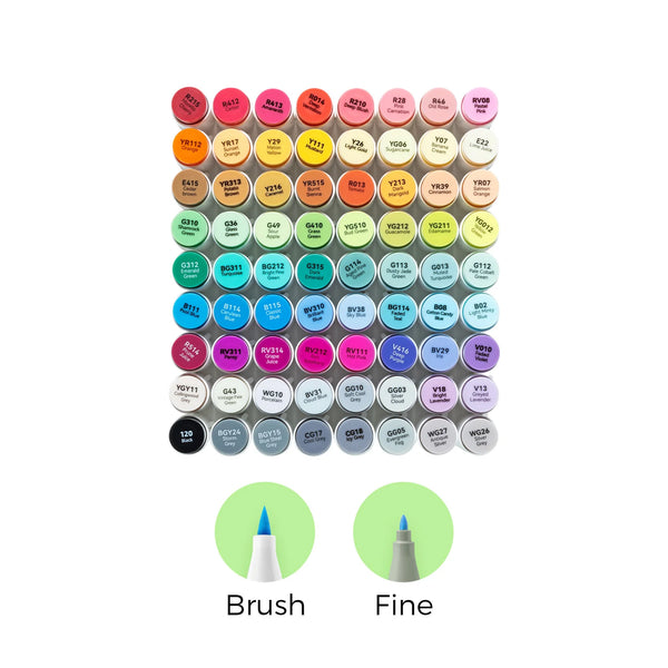 Ohuhu Honolulu B Markers – 72 stk. (Brush & Fine)