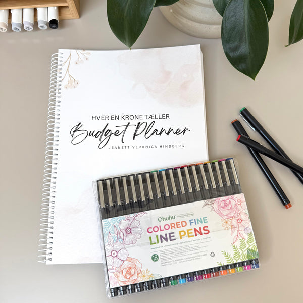 Budget-bundle 🖊️ Hver en krone tæller Budget Planner + Ohuhu Fineliner 18 stk.