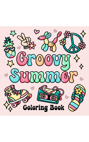 Groovy Summer malebog - med tykke linjer og simple designs